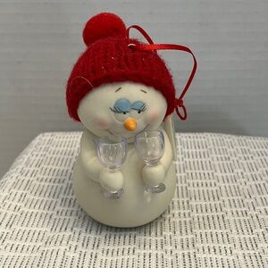 Department 56 Snowpinions ornament “ I need my glasses. Holds 2 wine glasses